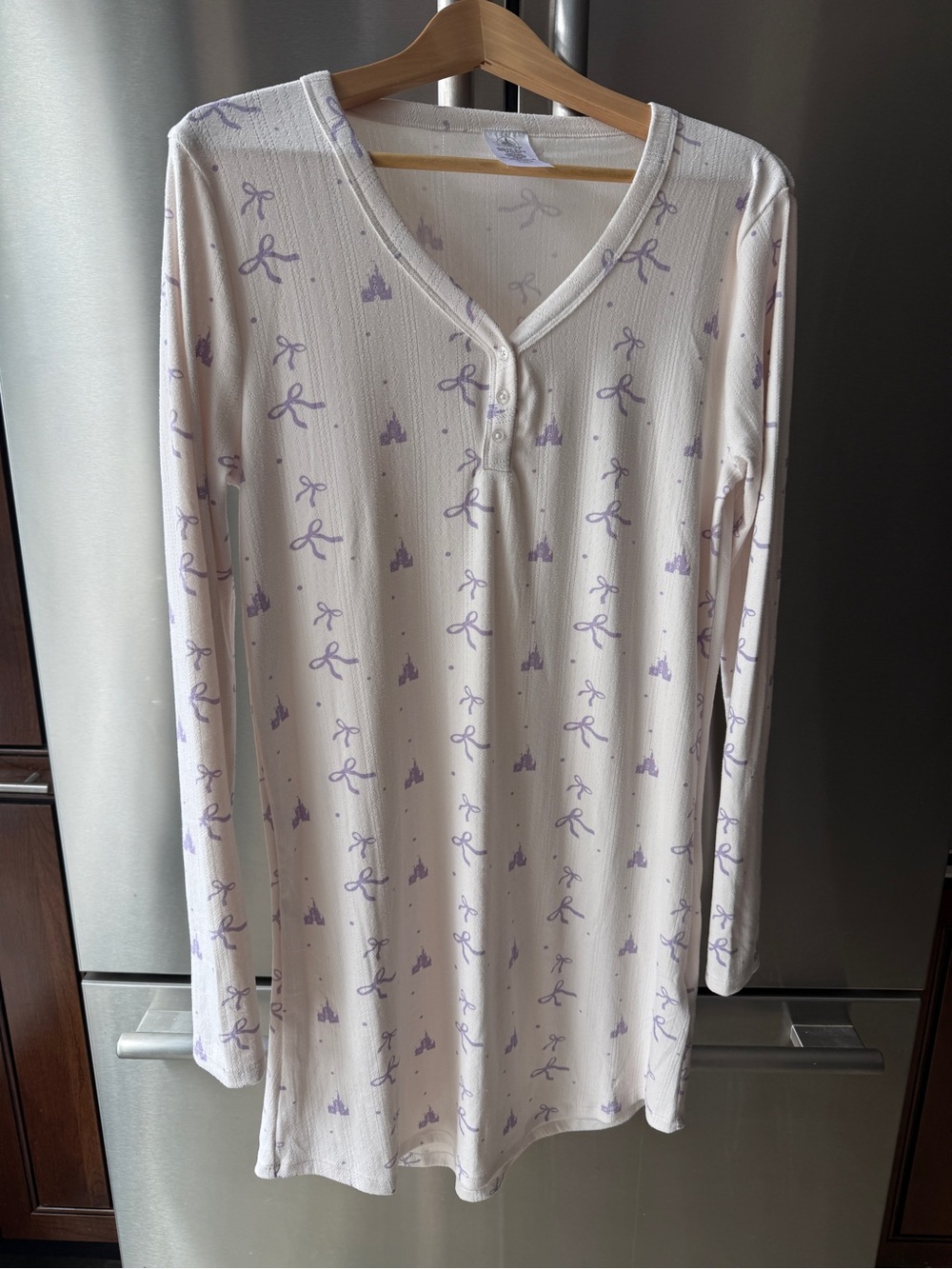 Disney Cream Long Sleeve Nightshirt with Lavender Print Castle M